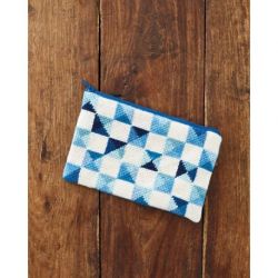 Borduurpakket tasje blauwe blokjes PERMIN 19-3453