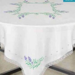 Borduurpakket Tafellaken blauwe bloempjes Brodelia 2412-9112