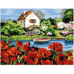 Voorbedrukt stramien Het meer van de papavers Margot 133-3551