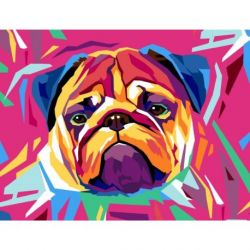 Voorbedrukt stramien kleurrijke buldog Margot 133-3592