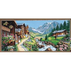 Voorbedrukt stramien alpine landschap Margot 173-3098