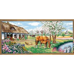 Voorbedrukt stramien bloemrijk landschap Margot 173-3100