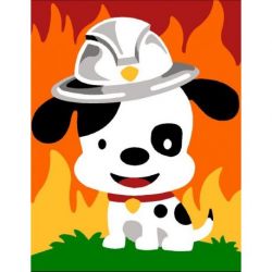 Borduurpakket voorbedrukt brandweerhond Margot 766-6024214