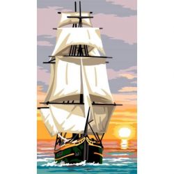 Borduurpakket voorbedrukt zeilboot Margot kit 105-5029