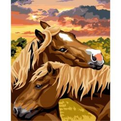 Borduurpakket voorbedrukt paarden Margot kit 136-5190