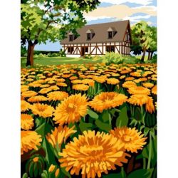 Borduurpakket voorbedrukt paardenbloemen Margot kit 154-51