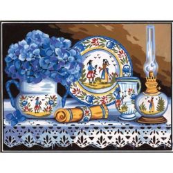 Borduurpakket voorbedrukt Faience et hortensias Margot kit 155-1312