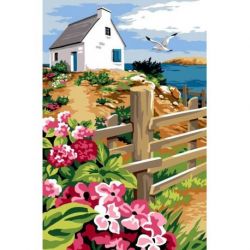 Borduurpakket voorbedrukt huis aan zee Margot 165-4340