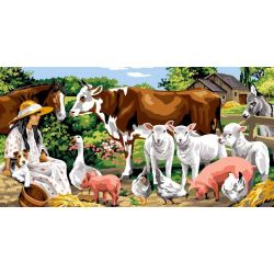 Borduurpakket voorbedrukt boerderijdieren Margot kit 172-17