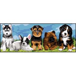 Borduurpakket voorbedrukt Les chiots Margot kit 64-257