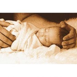 Borduurpakket geboortetegel baby slaapt sepia Marie Coeur 4091-1120