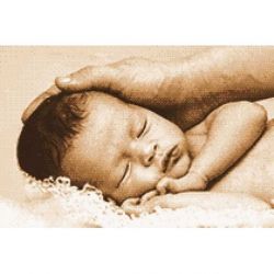 Borduurpakket geboortetegel baby slaapt sepia Marie Coeur 4092-1120