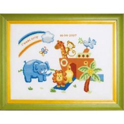 Borduurpakket geboortetegel ark van noach Princesse 7137