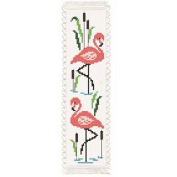 Borduurpakket bladwijzer roze flamingo Princesse 7812