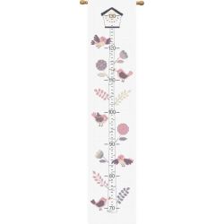 Borduurpakket groeimeter-roze vogels Princesse 7890