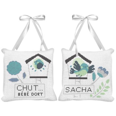 Borduurpakket tasje vogelhuis-blauw Princesse 7897