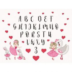 Borduurpakket alfabet danseresjes Princesse 7910