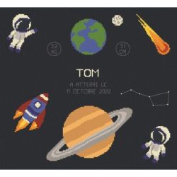 Borduurpakket geboortetegel ruimtevaart Princesse 7914