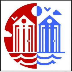 Borduurpakket Kussen strandhuisjes SEG1903.252