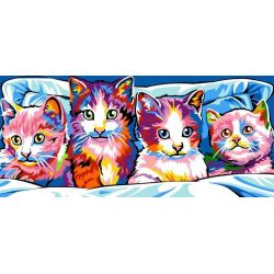 Borduurstramien 4 gekleurde poesjes SEG934.01