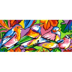 Borduurstramien 4 gekleurde vogels SEG934.03