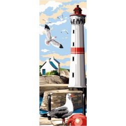 Borduurstramien vuurtoren en meeuwen SEG950.176