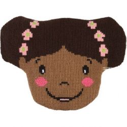 Kruissteekkussen meisje met bloemetjes PAKO 006.833