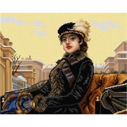 Voorbedrukt stramien vrouw in koets Orchidea 2891M