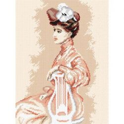 Voorbedrukt stramien zittende vrouw Orchidea 3557J