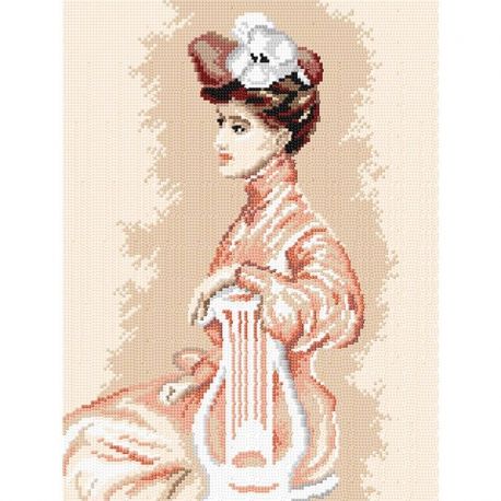 Voorbedrukt stramien zittende vrouw Orchidea 3557J