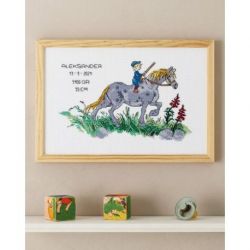 Borduurpakket geboortetegel Emil & Horse Permin 92-4598