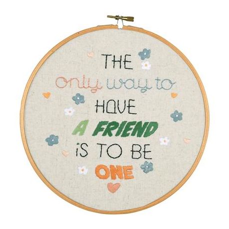 Borduur kit met borduurring A friendly quote