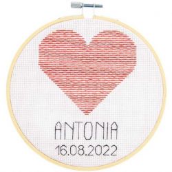 Borduurring Geboortetegel Hart