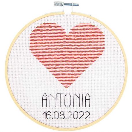 Borduurring Geboortetegel Hart