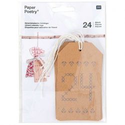 Paper Poetry adventskalender tags 24 stuks kraftpapier