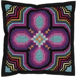 Viltkussen voor borduren grafische bloem 42x42cm