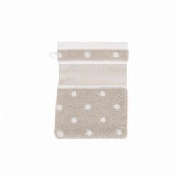 Washandje beige met witte stippen 15x21cm
