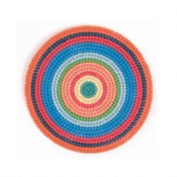 Borduurpakket onderzetters veelkleurig 7,8cm 4 stuks