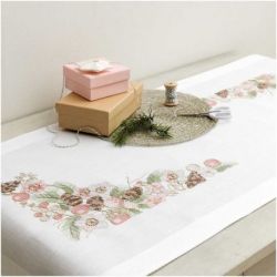 Borduurpakket loper kerstroosjes 45x100cm