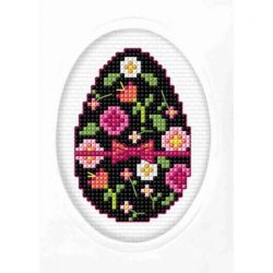 Wenskaart Paasei met bloemen