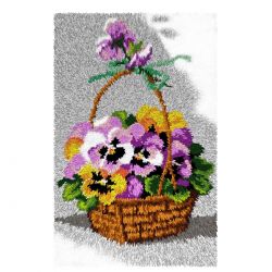 Latch hook kleedpakket Mandje met viooltjes