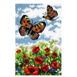 Latch hook kleedpakket Weide met vlinders