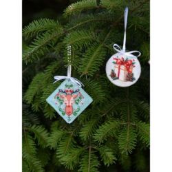 Decoratie kit New Year's gift (Winter tafereel) 13.2x6.6 cm AABT-034