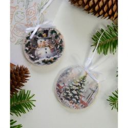 Decoratie kit Winter guest (Winter tafereel) 13.2x6.6 cm AABT-031