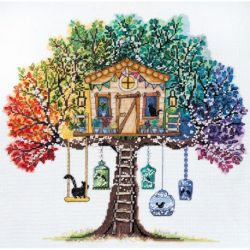 Borduurpakket Cat house 33x33 cm AAH-061