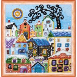 Kralenborduurpakket Bright houses 15x15 cm AM-146