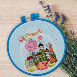 Borduurring kit Gift with cottages 15x15 cm AAHM-005