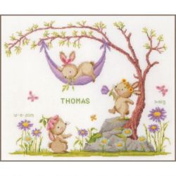 Telpakket kit Konijntjes in de bloementuin