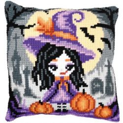 Kruissteekkussen kit Halloweengirl