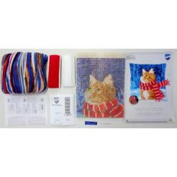 Kruissteekkussen kit Kat met sjaal